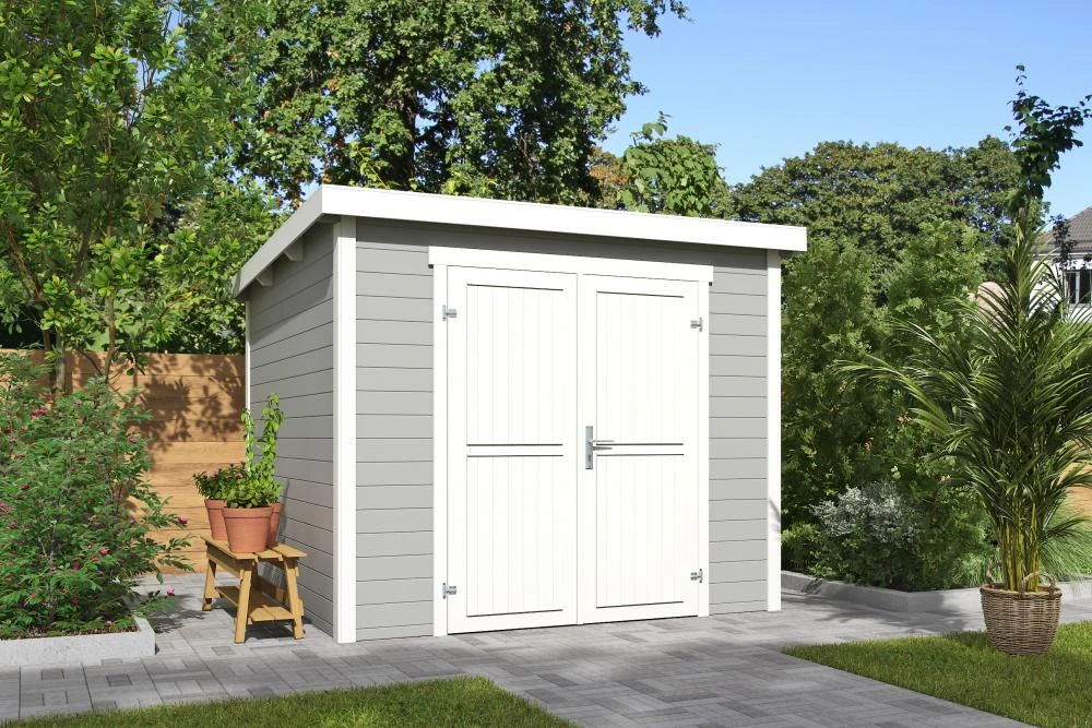 Outdoor Life Blokhut Mila 250 x 250 cm Platinum Grey-Wit - Afbeelding 1